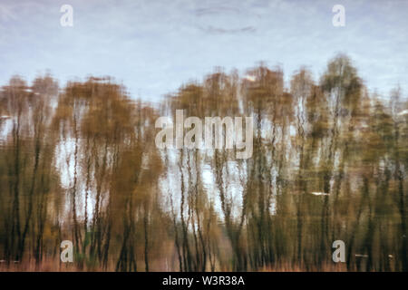 Dans un paysage de forêt automne lac de style rétro, sous film. Banque D'Images