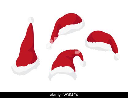 Santa Claus bonnets rouges. Vector set, isolé sur fond Wight. La conception de l'élément pour Noël et Nouvel An poster, carte, invitation et l'étiquette. Illustration de Vecteur