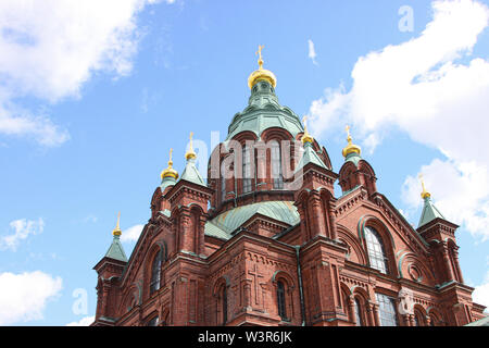 Vue extérieure de la cathédrale Uspenski à Helsinki sans tower Banque D'Images