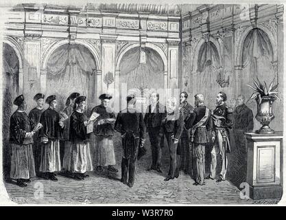 Le président de la république recevant l'ambassade chinoise.1871 Banque D'Images