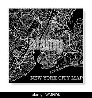 Noir et blanc fond de carte de la ville de New York Illustration de Vecteur