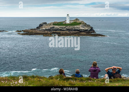 Le phare de Godrevy, Baie de St Ives, Cornwall, Angleterre, Royaume-Uni, Europe. Banque D'Images