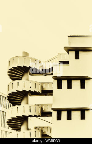 Escalier en colimaçon de l'hôtel 81 à Rochor, Singapour. Banque D'Images