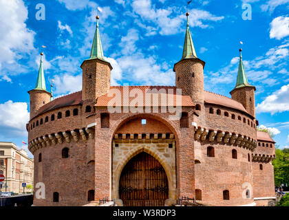 La grande barbacane, Cracovie, Pologne Banque D'Images