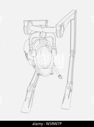 CAD Design Science-fiction - Dessin de conception d'origine du véhicule Walker produit sur 3D CAD. Banque D'Images