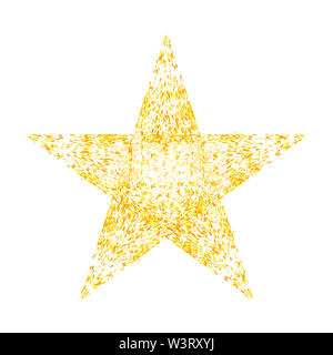 Gold Star isolé sur fond blanc. Motif étoilé jaune. Banque D'Images