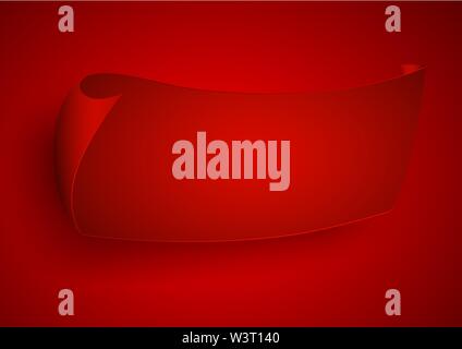 Ruban rouge, bannière, advertisingon sur fond rouge illustration vectorielle. Illustration de Vecteur