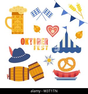 Oktoberfest hand drawn vector icons set couleur télévision Illustration de Vecteur