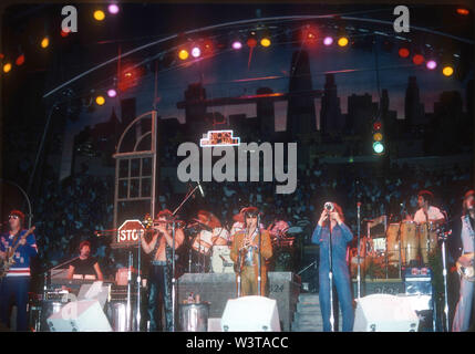 À propos de groupe rock US CHICAGO 1976 à Los Angeles, Californie. Photo : Jeffrey Mayer Banque D'Images