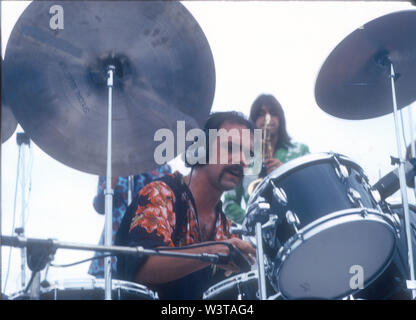 Nous CHICAGO avec le batteur du groupe rock Ed Breckenfeld à propos de 1974. Photo : Jeffrey Mayer Banque D'Images