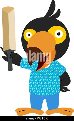 Oiseau avec cricket vector illustration, sur fond blanc. Illustration de Vecteur