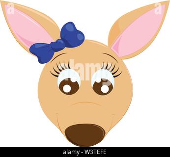 Un dessin d'un kangourou dans un arc avec de beaux yeux bleus, Scénario, dessin en couleur ou d'illustration. Illustration de Vecteur