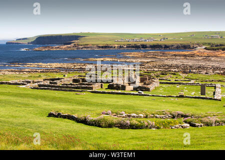 La Brough de Birsay un ancien Picte et plus tard la colonisation scandinave sur une île au large de la partie continentale de marée Orcades, Ecosse, Royaume-Uni. Banque D'Images