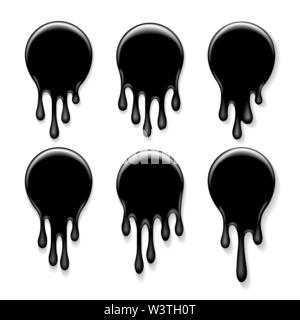 L'huile noire Blobs dessinés dans un style réaliste. Vector Illustration. Illustration de Vecteur