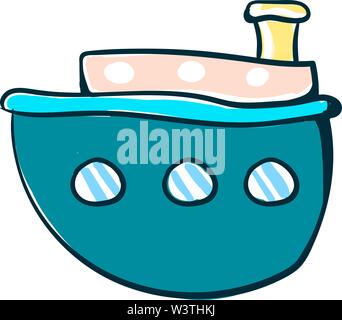 Big Blue ship, illustration, vecteur sur fond blanc. Illustration de Vecteur