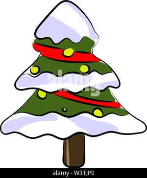 Arbre de Noël décoré, illustration, vecteur sur fond blanc. Illustration de Vecteur