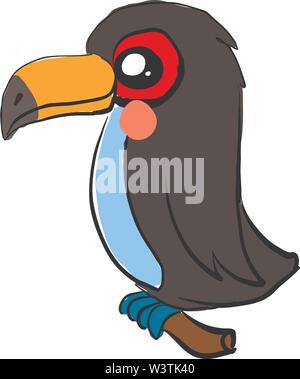 Toucan, oiseau mignon vecteur illustration, sur fond blanc. Illustration de Vecteur