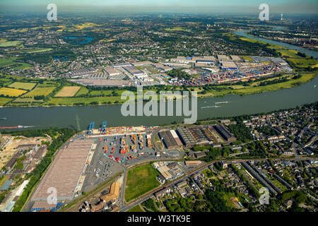 Photo aérienne de la zone logistique Logport II et RRT Rhein-Ruhr Gesellschaft für Terminal Container-und Güterumschlag mbH dans Hüttenheim dans Duis Banque D'Images