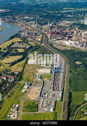 Photographie aérienne de la logistique idéal Hohenbudberg Logport III, Logport Hohenbudberg appartenant au Port de Duisburg, Duisport dans Duisburg-Hoh Banque D'Images