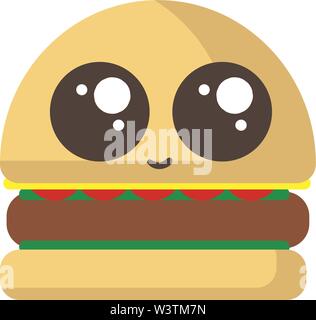 Hamburger adorable, illustration, vecteur sur fond blanc. Illustration de Vecteur