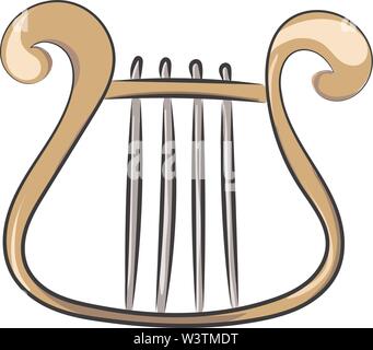 Harpe d'or. illustration vectorielle, sur fond blanc. Illustration de Vecteur