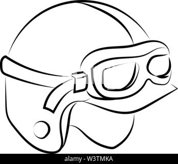 Casque de moto croquis, illustration, vecteur sur fond blanc. Illustration de Vecteur