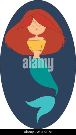 Sleeping mermaid, illustration, vecteur sur fond blanc. Illustration de Vecteur