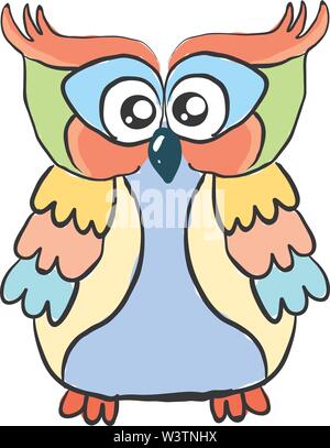 Chouette couleur, illustration, vecteur sur fond blanc. Illustration de Vecteur