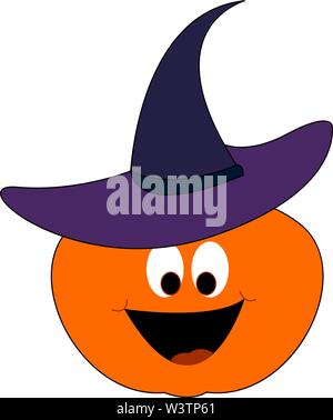 Pumpkin portant un chapeau, illustration, vecteur sur fond blanc. Illustration de Vecteur