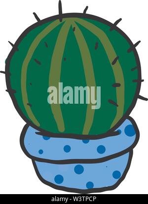 Cactus en pot bleu gras, illustration, vecteur sur fond blanc. Illustration de Vecteur