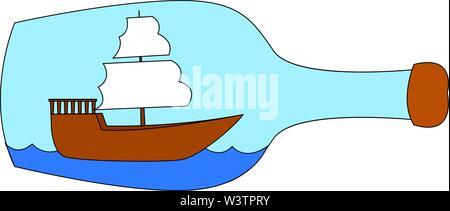 Bateau dans une bouteille, illustration, vecteur sur fond blanc. Illustration de Vecteur