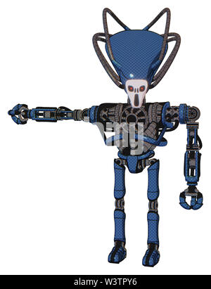 Android contenant des éléments : skull head allongées, câbles, grosse poitrine, pas de poitrine, pieds ultra-léger exosuit. Matériel : blue... Banque D'Images