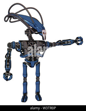 Android contenant des éléments : skull head allongées, câbles, grosse poitrine, pas de poitrine, pieds ultra-léger exosuit. Matériel : blue... Banque D'Images