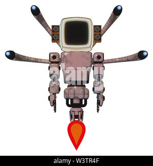 Bot contenant des éléments : ancien moniteur de l'ordinateur, les haut-parleurs ancienne rétro éclairage, exoshielding exoplate prototype, la poitrine poitrine, blue-eye cam, tentacules de câble. Banque D'Images