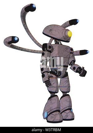 Android contenant des éléments : cyclops jaune lumière, tête ronde, exoshielding exoplate prototype poitrine poitrine, des yeux bleu câble de came de tentacules, jambe légère... Banque D'Images