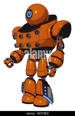 Cyborg contenant des éléments : retro double tête de caméra, le symbole de la tête, le haut de la poitrine poitrine lourde, l'énergie, la lumière, exoshielding la jambe... Banque D'Images