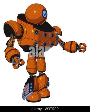 Cyborg contenant des éléments : retro double tête de caméra, le symbole de la tête, le haut de la poitrine poitrine lourde, l'énergie, la lumière, exoshielding la jambe... Banque D'Images