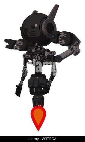 Mech contenant des éléments : tête à tête ronde, winglets, lumière, exoshielding poitrine minigun retour assemblée générale, pas de poitrine, la propulsion par réaction, visage de chat. Banque D'Images