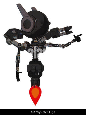 Mech contenant des éléments : tête à tête ronde, winglets, lumière, exoshielding poitrine minigun retour assemblée générale, pas de poitrine, la propulsion par réaction, visage de chat. Banque D'Images