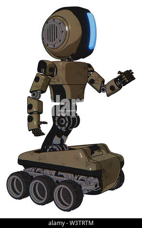 Bot contenant des éléments : tête ronde, grand pare-soleil lumière verticale, exoshielding exoplate la poitrine, poitrine, prototype 6-roues de base. Matériel : desert tan. Banque D'Images