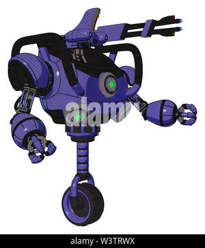 Cyborg contenant des éléments : retro double tête de caméra, renversé fin tête, partie supérieure de la poitrine poitrine lourde, l'énergie verte, noyaux de roue monocycle. Matière : primaire. Banque D'Images