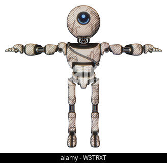 Cyborg contenant des éléments : retro double tête de caméra, heureux, la tête ronde cyclops lumière poitrine exoshielding, echarpe, pied ultra-léger exosuit. Banque D'Images