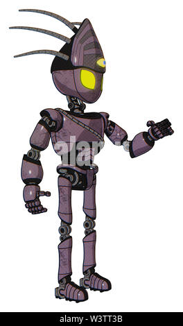 Les éléments contenant de l'automate : gris style Alien head, yeux jaunes, globe oculaire, de la lumière de l'état de créature, exoshielding poitrine ceinture câble ultra-léger, pied... Banque D'Images