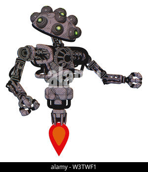 Android contenant des éléments : de nombreux robo-œil domehead design, le haut de la poitrine lourde, pas de poitrine, propulsion. Matériau : doodle aléatoire croquis sombre. Banque D'Images
