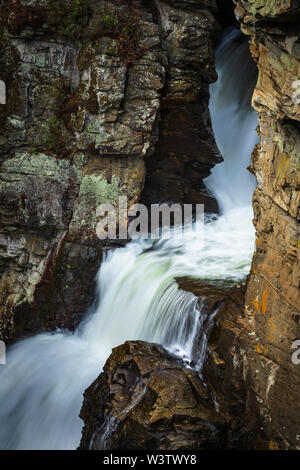 Linville Falls, Caroline du Nord, États-Unis. Linville Falls est une chute d'eau située dans les montagnes Blue Ridge de Caroline du Nord aux États-Unis. Banque D'Images