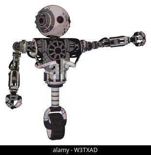 Mech contenant des éléments : ovale large tête, petite led rouge, yeux bandes fer steampunk avec des boulons, des haut de la poitrine, pas de poitrine, roue monocycle. Banque D'Images