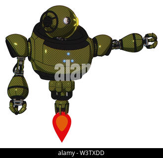 Mech contenant des éléments : ovale large tête, oeil, patch soleil haut de la poitrine lourde, triangle de leds bleues, propulsion. Matériel : vert armée... Banque D'Images