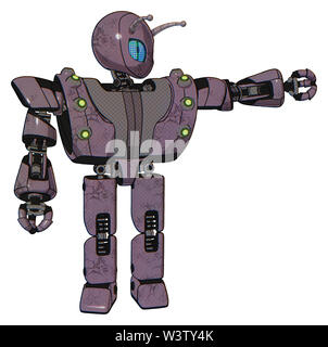 Bot contenant des éléments : gris style Alien head, grille bleu yeux, antennes, bug haut de la poitrine lourde, lourde poitrine mech, embases, baie verte... Banque D'Images