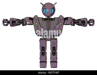 Bot contenant des éléments : gris style Alien head, grille bleu yeux, antennes, bug haut de la poitrine lourde, lourde poitrine mech, embases, baie verte... Banque D'Images