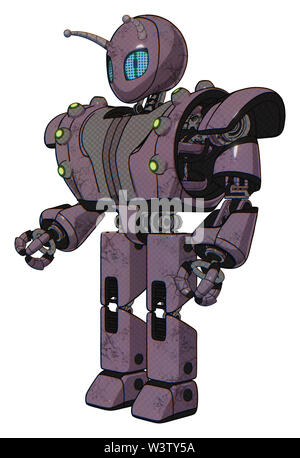 Bot contenant des éléments : gris style Alien head, grille bleu yeux, antennes, bug haut de la poitrine lourde, lourde poitrine mech, embases, baie verte... Banque D'Images